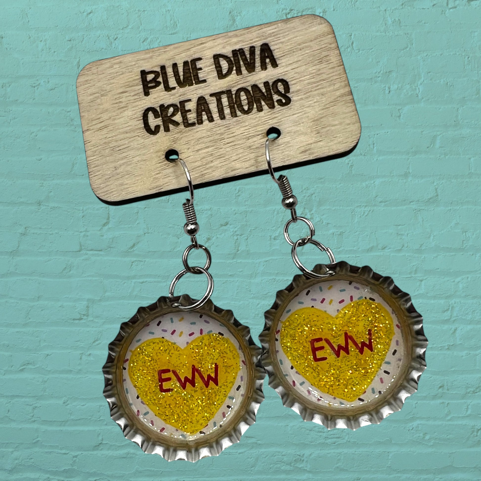 Valentine “Eww” Bottle Cap Earrings