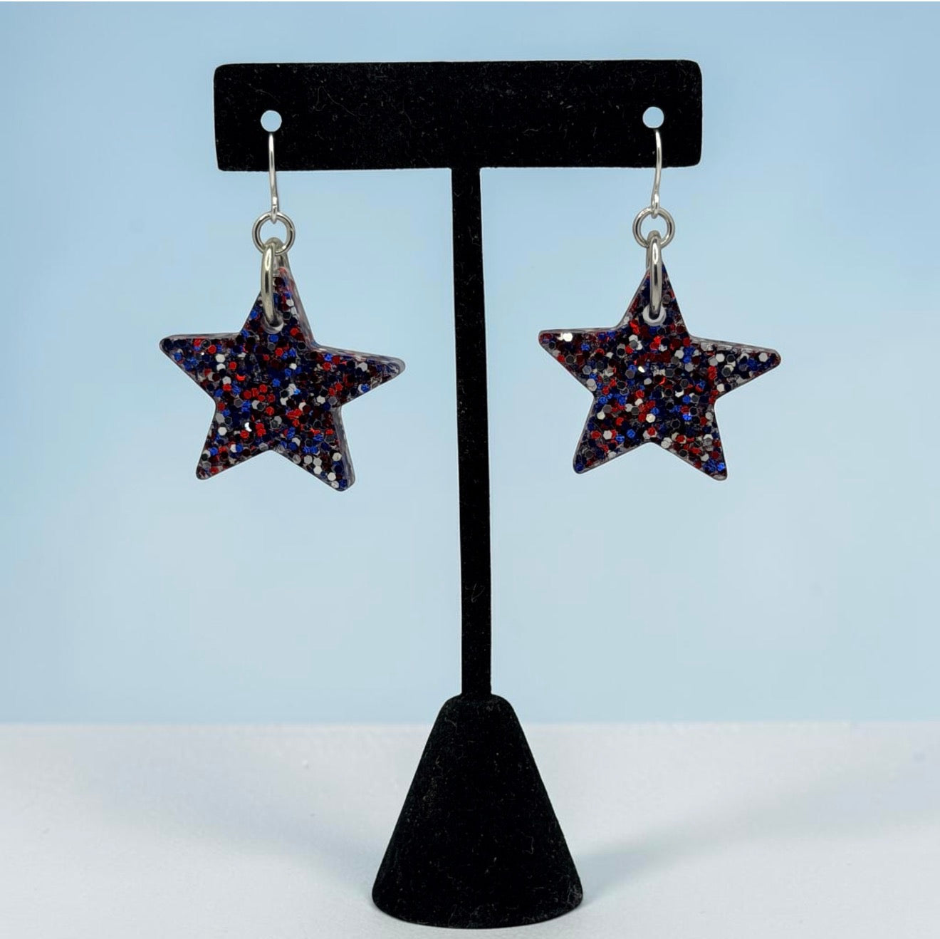 Patriotic Glitter Star Earrings