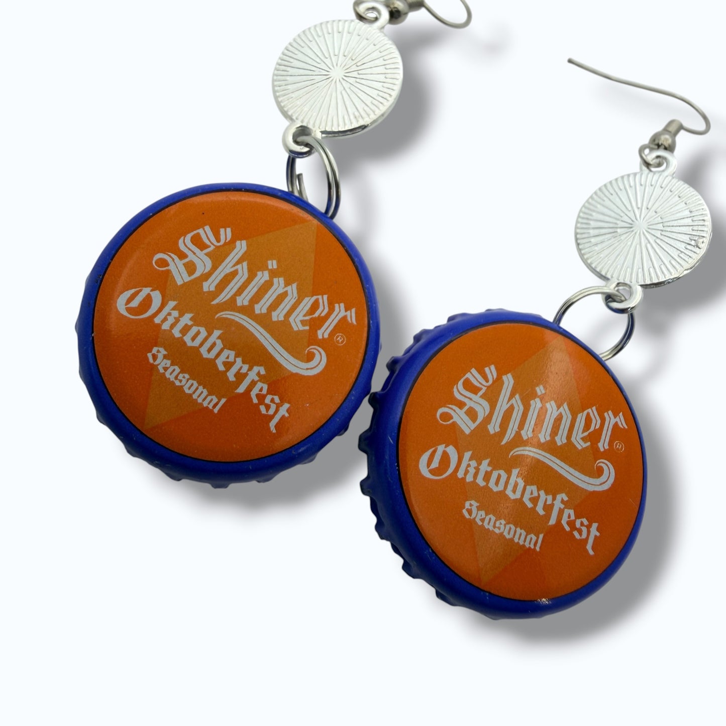 Upcycled Route 66 Shiner Bock Oktoberfest Beer Cap Earrings