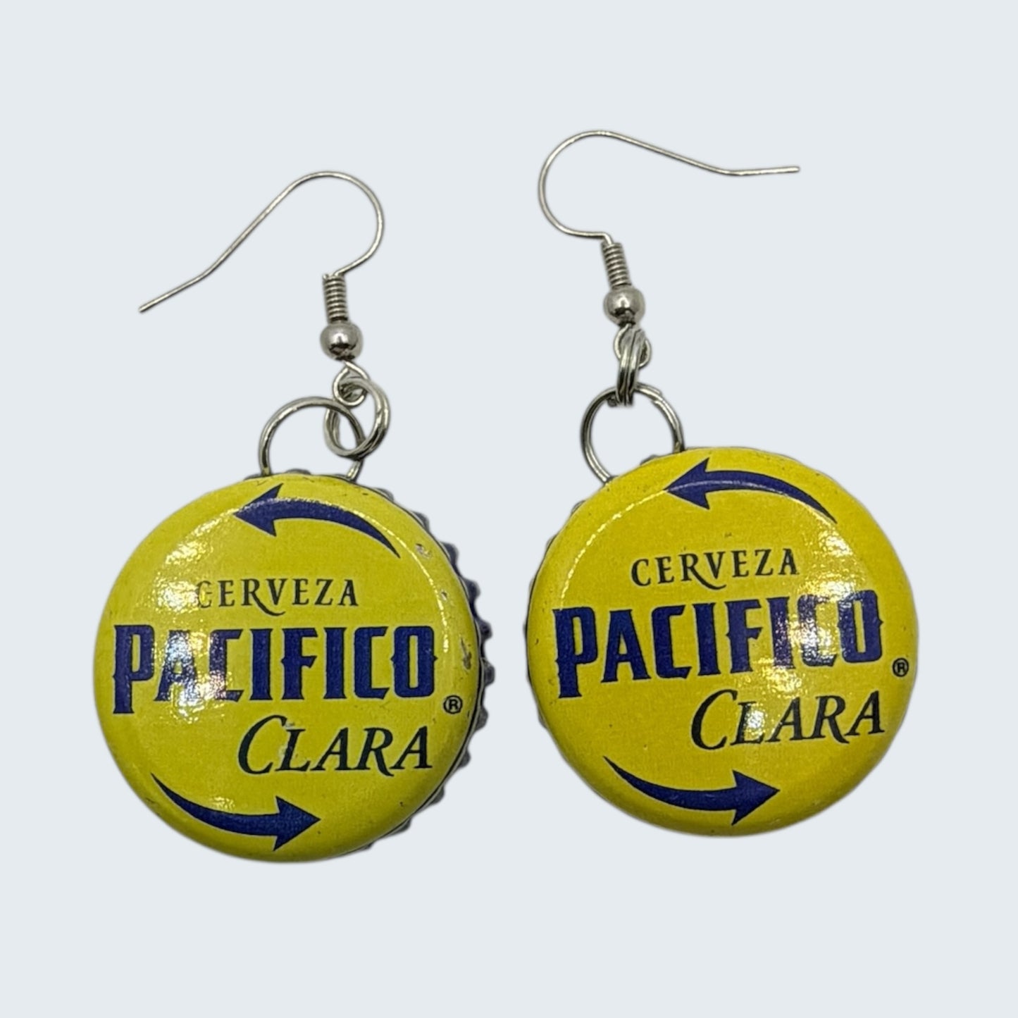Upcycled Pacifico Bottle Cap Skeleton Earrings