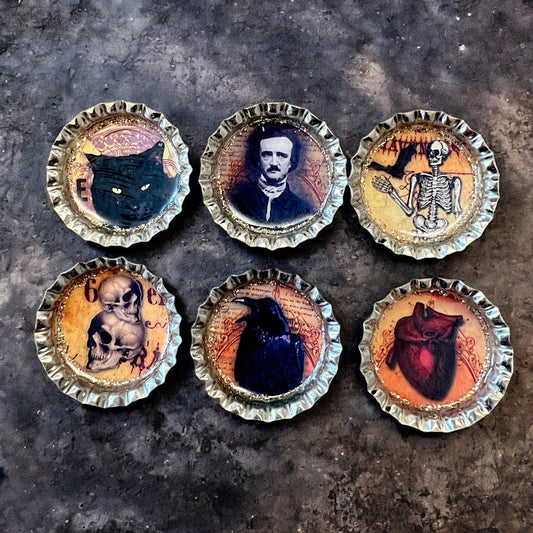 Edgar Allan Poe Themed Gothic Macabre Magnet Set