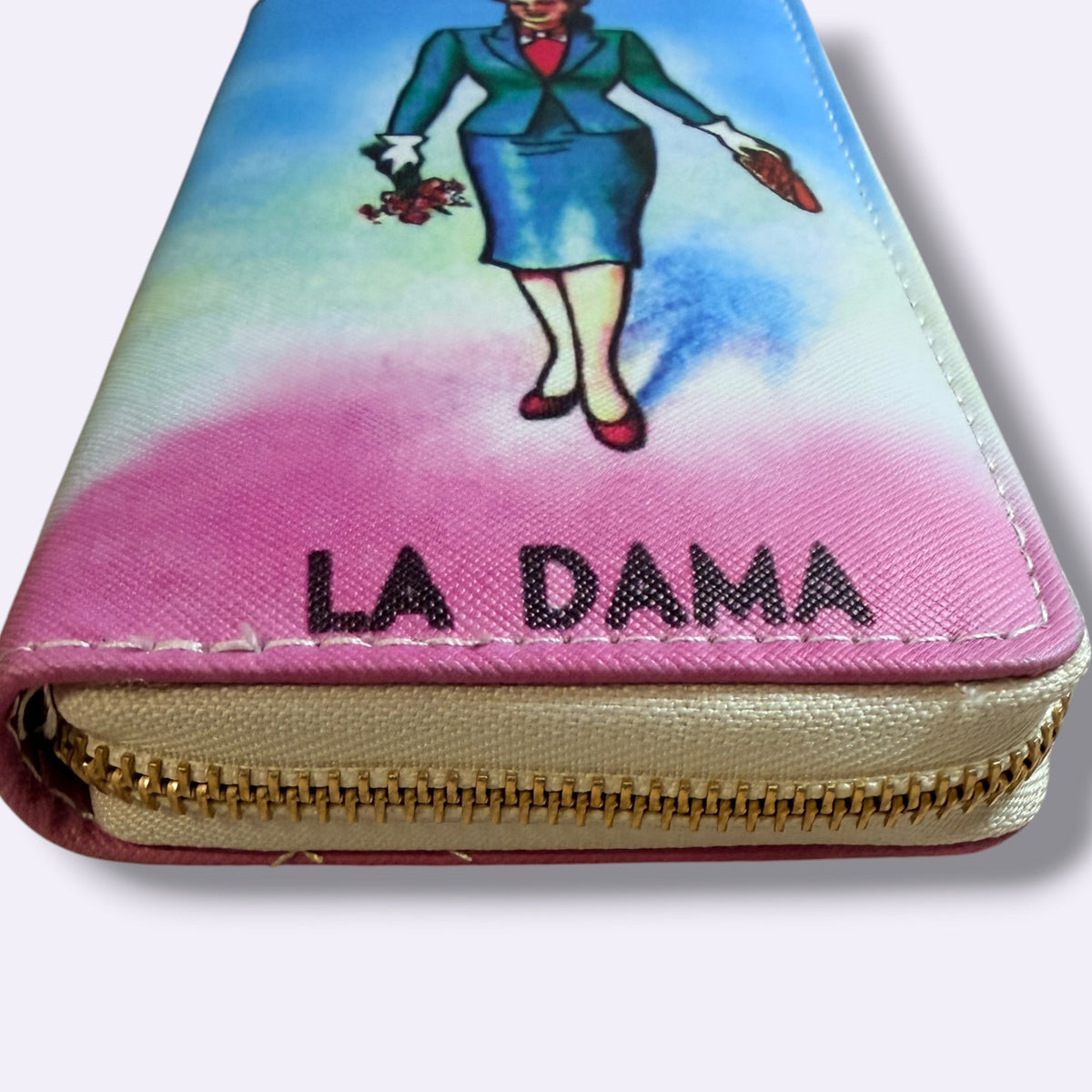 Mexican Bingo Lady Zip Around Wallet