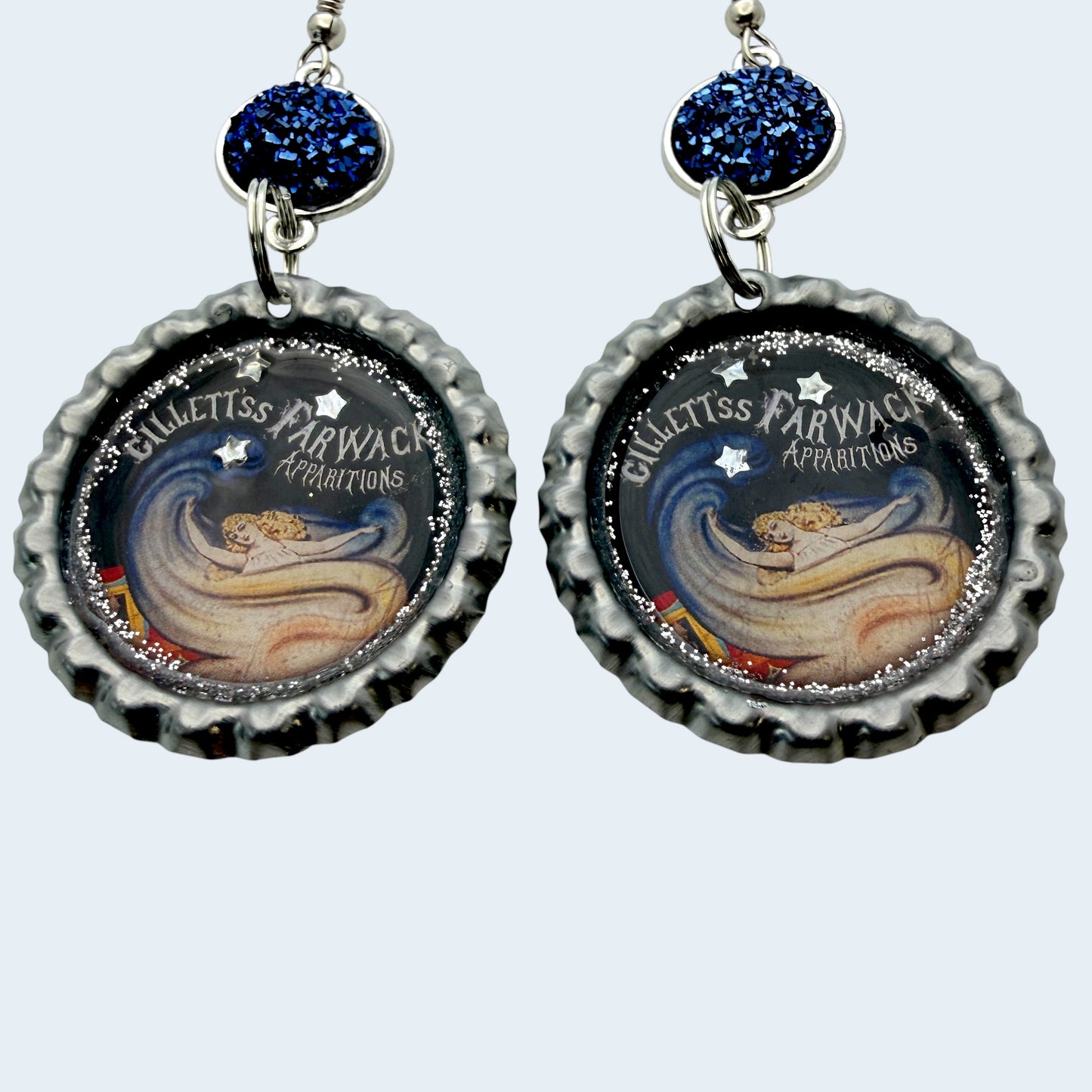 Gothic Circus Bottle Cap Earrings