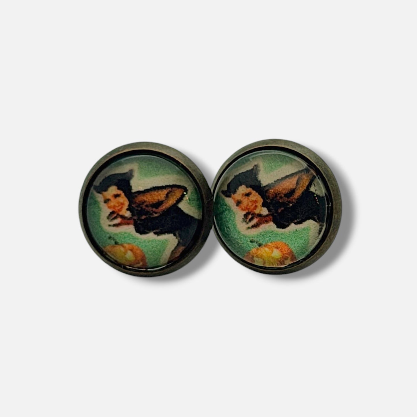 Retro Halloween Pinup 12mm Pumpkin Earrings