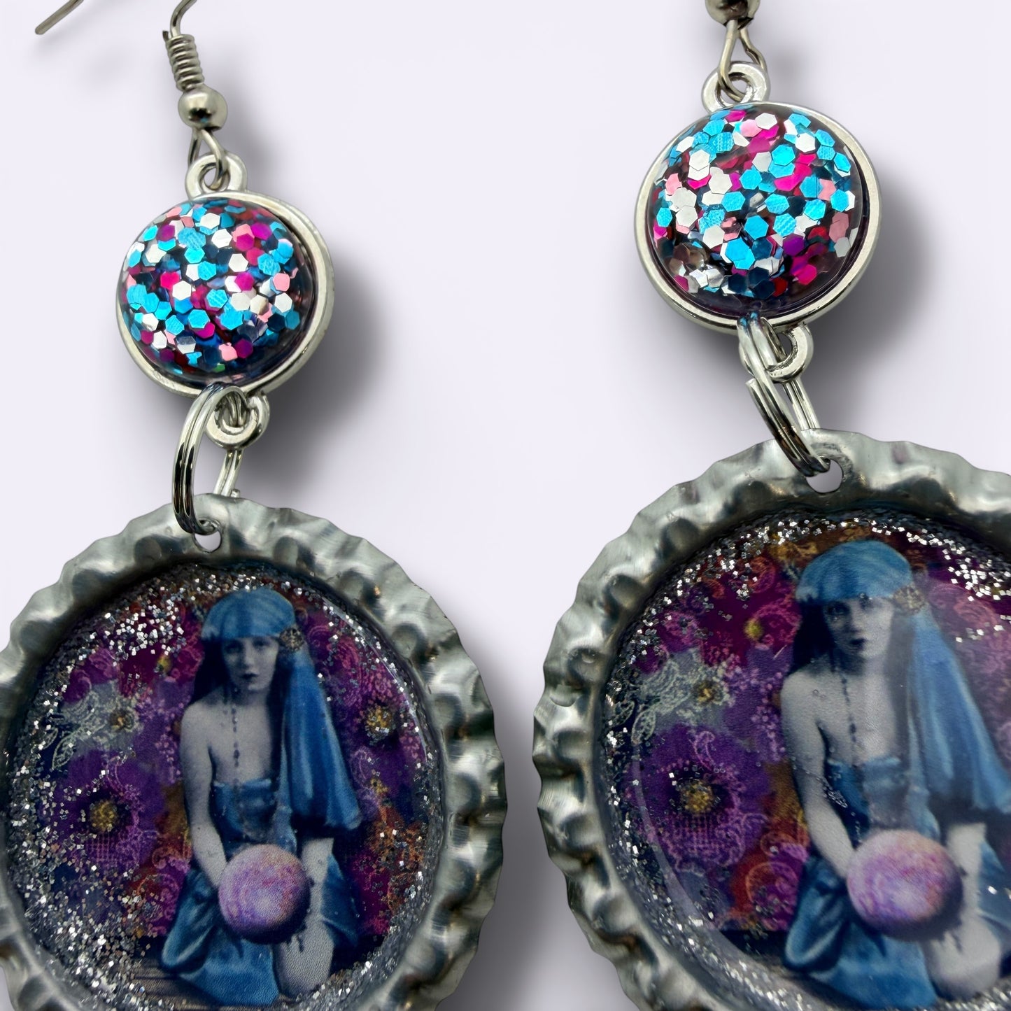 Mystic Fortune Teller Bottle Cap Earrings