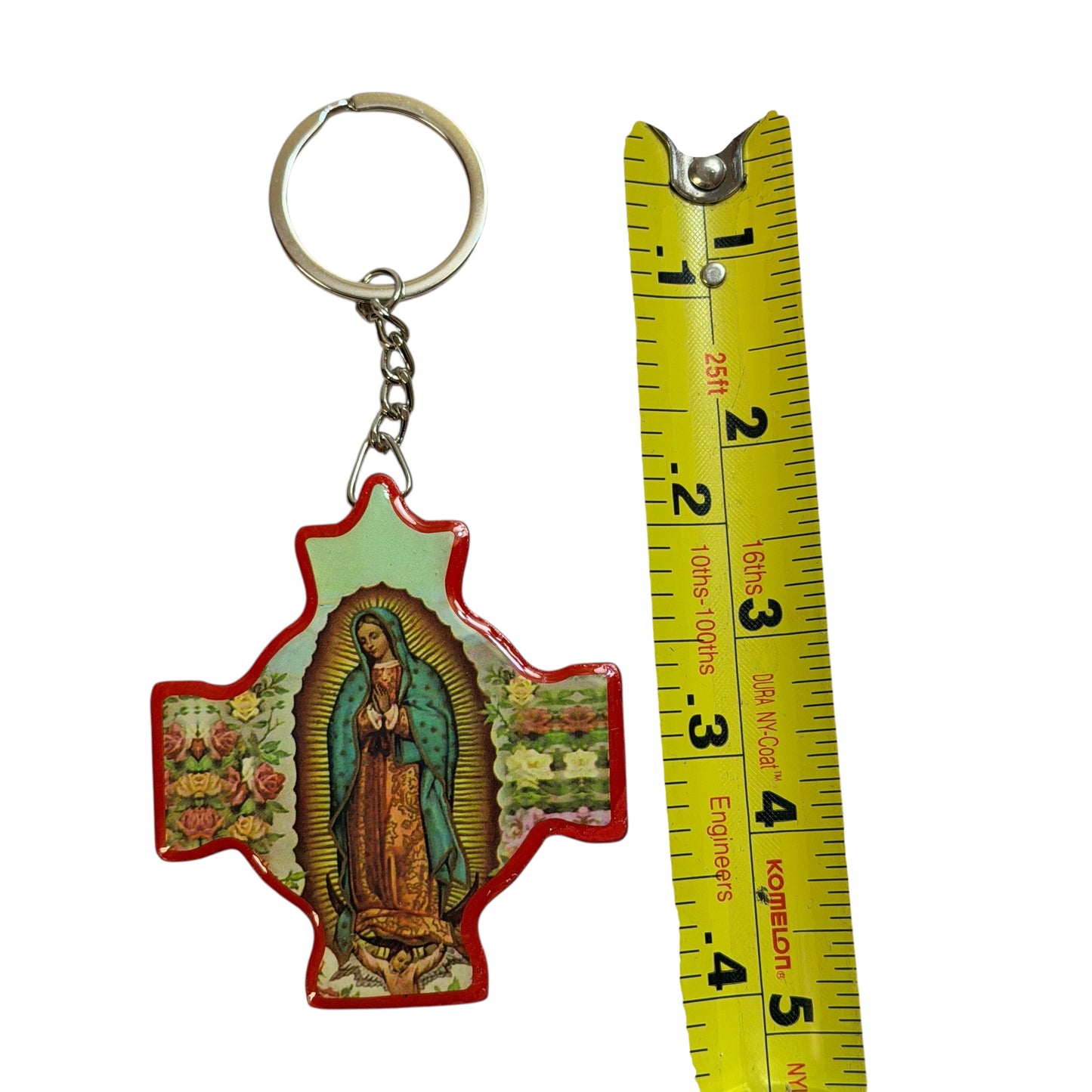 Virgen de Guadalupe Wooden Cross Keychain
