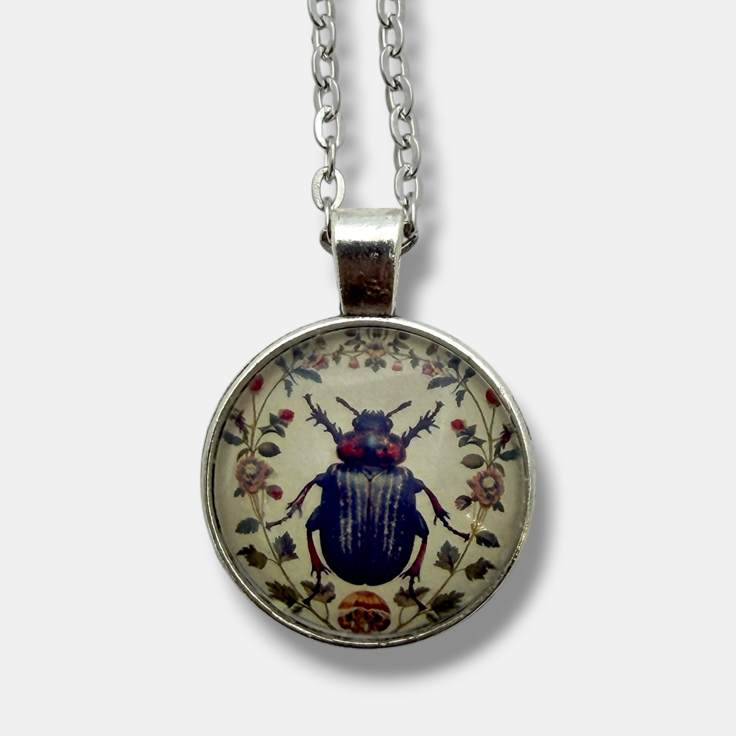 Gothic Beetle Glass Pendant Necklace
