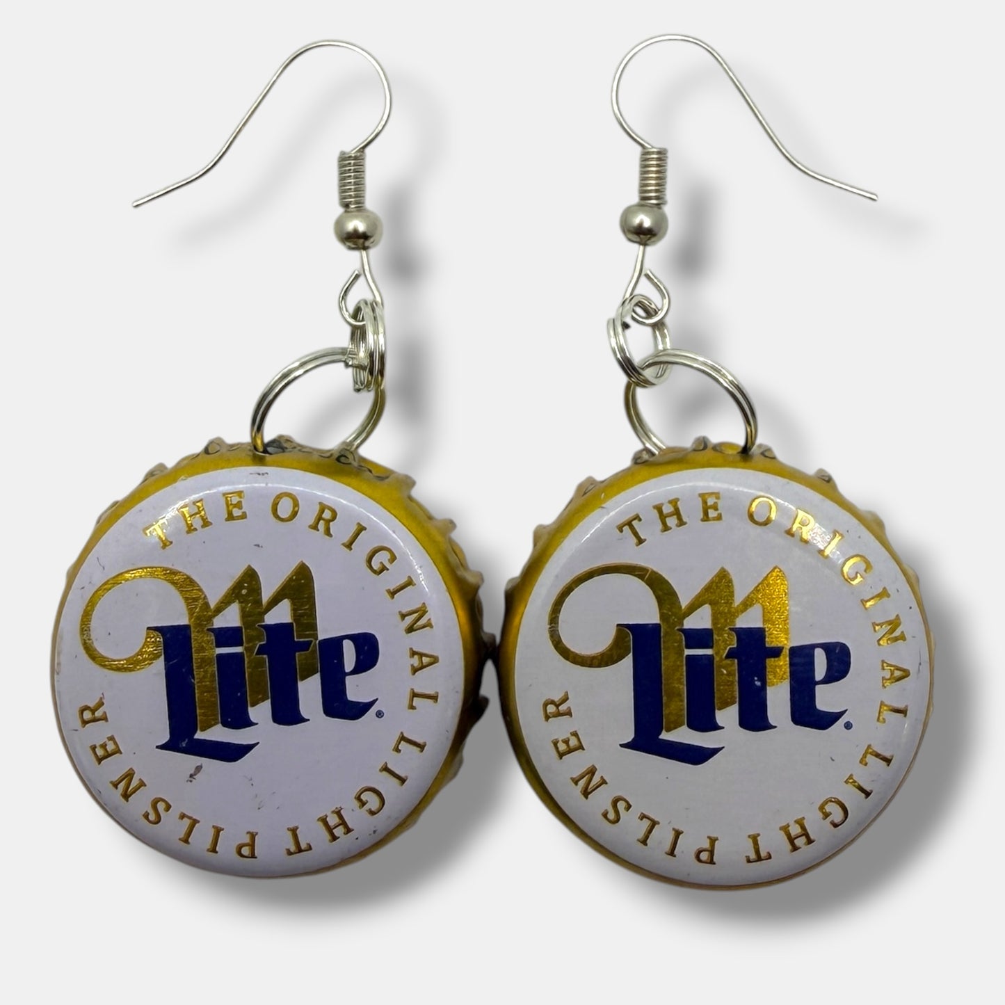 Miller Lite Upcycled Bottle Cap Skull Earrings