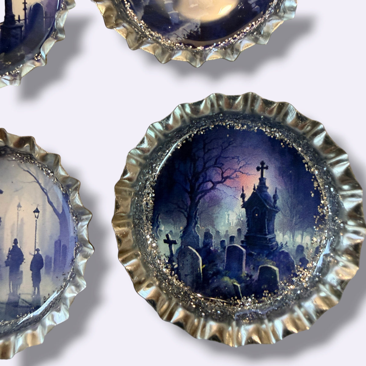 Gothic Cemetery Bottle Cap Magnets