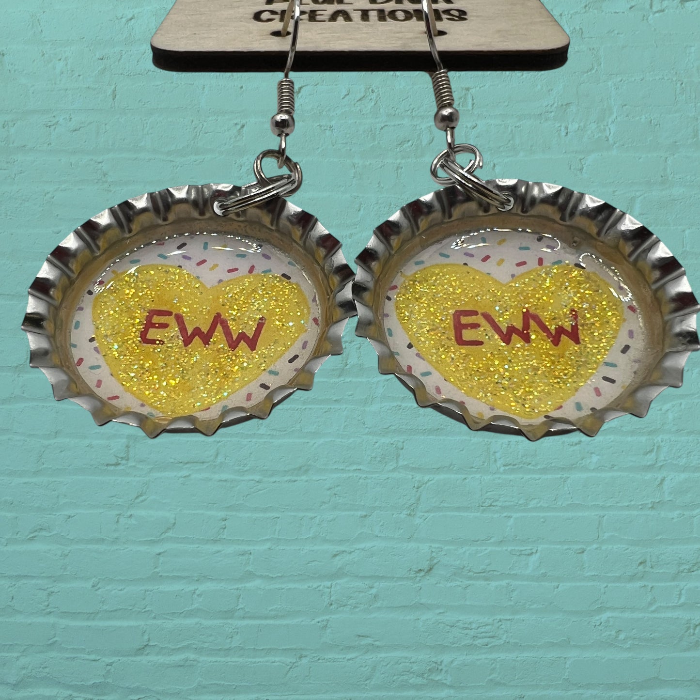 Valentine “Eww” Bottle Cap Earrings