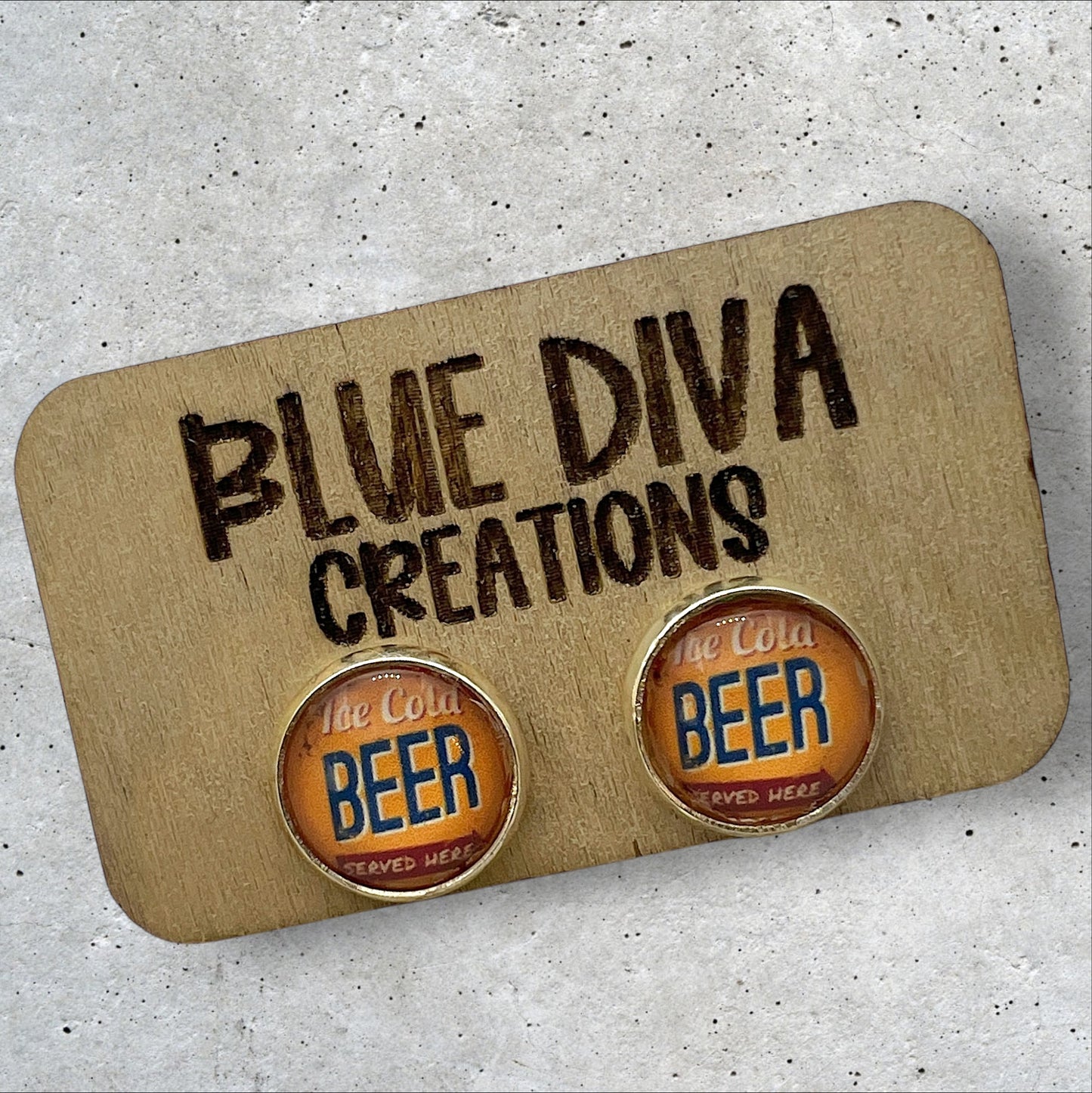 Ice Cold Beer Mini 12mm Stud Earrings