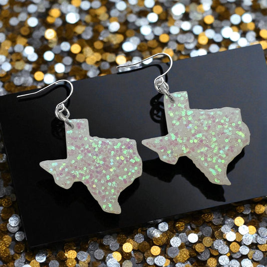 Glitter Resin Iridescent Texas Earrings