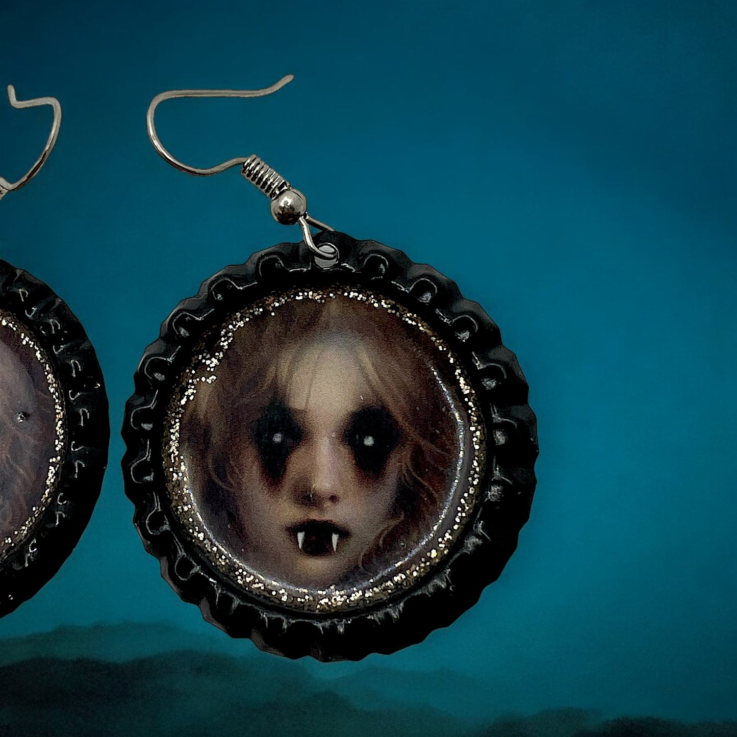 Vampire Girl Doll Face Earrings