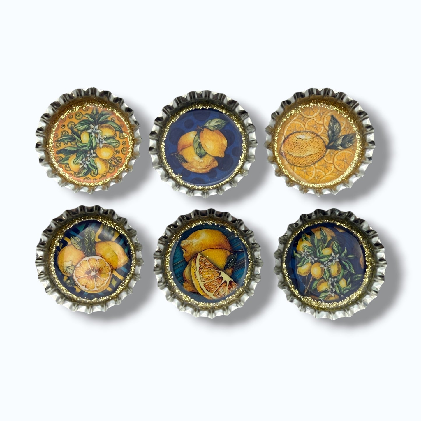 Amalfi Coast Lemon Bottle Cap Magnets