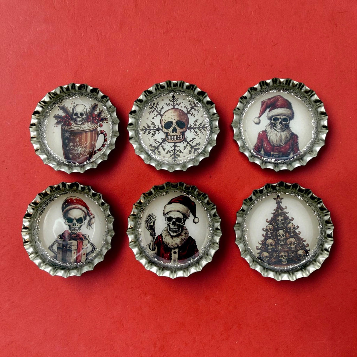 Gothic Christmas Skull Magnets