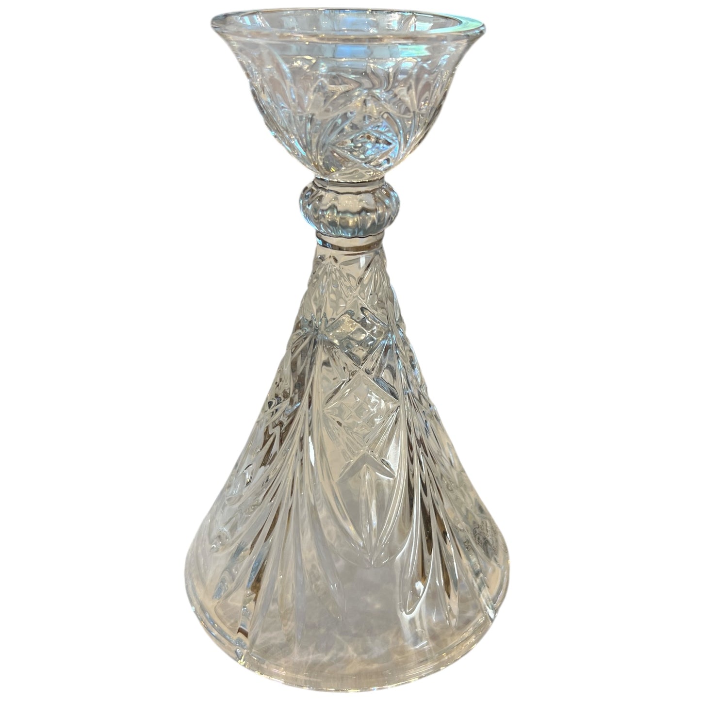 Imperial Crystal Vintage 24% Lead Crystal Faceted Candle Holder Czech Republic