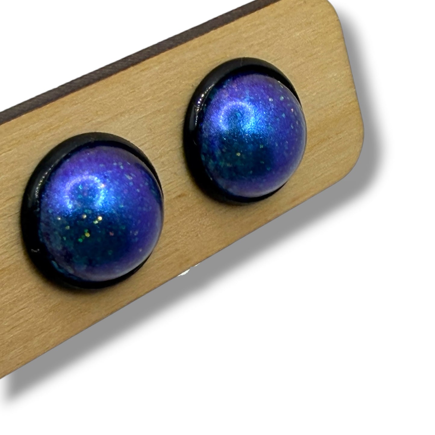 Blue Purple Galaxy Stud 12mm Earrings