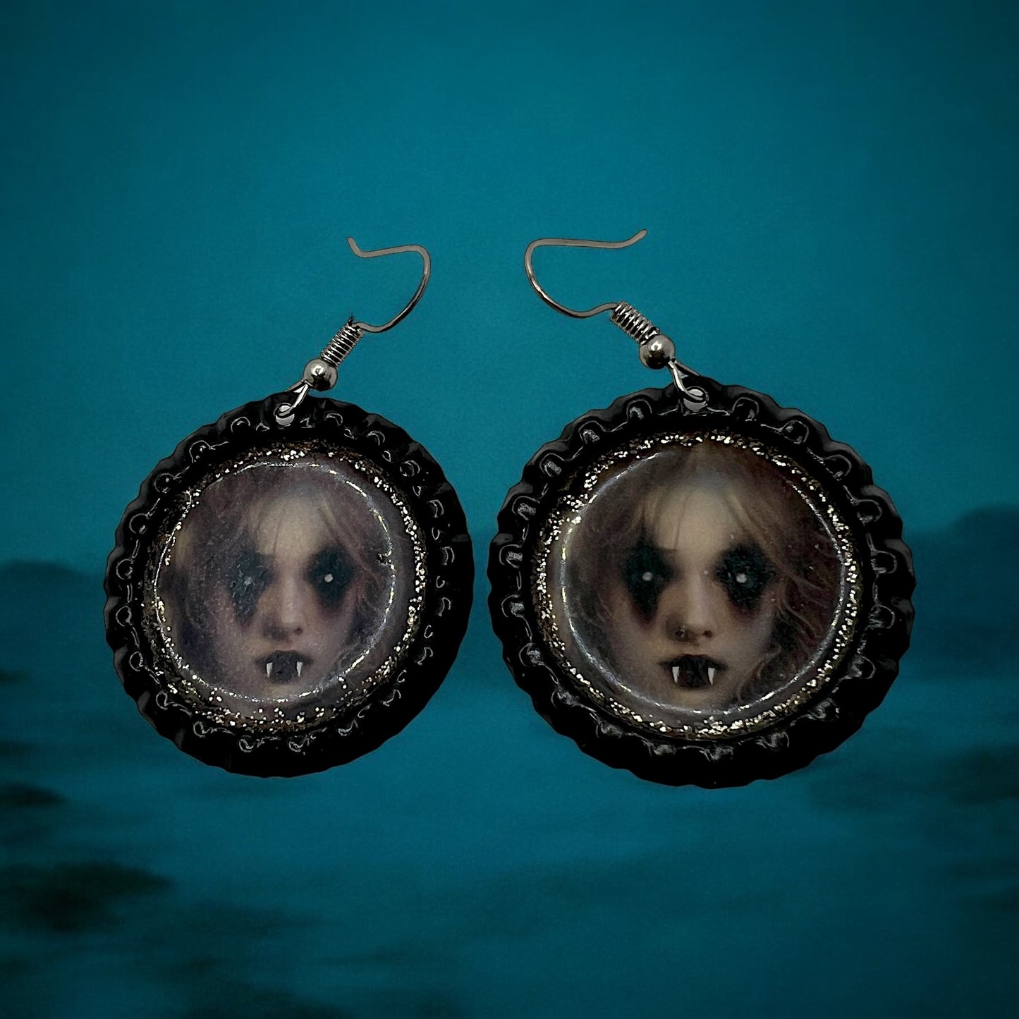 Vampire Girl Doll Face Earrings