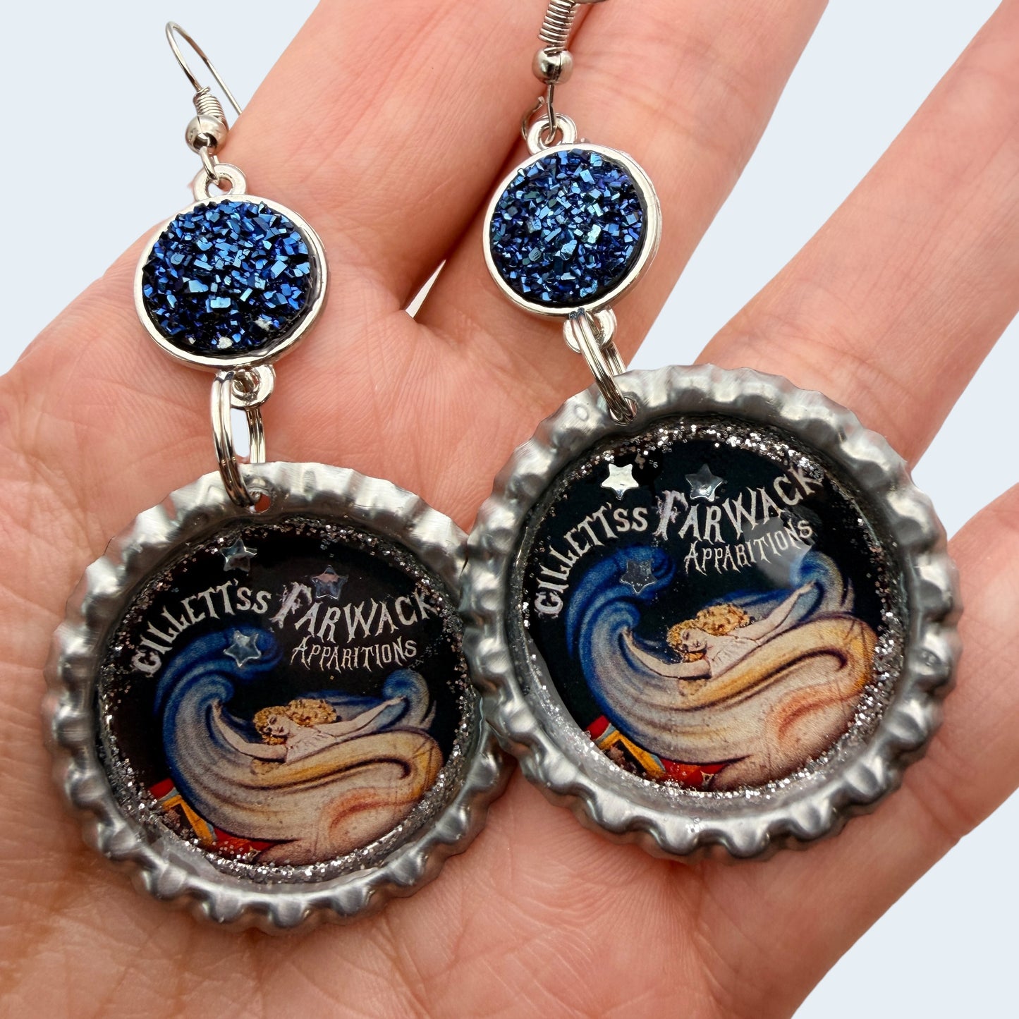 Gothic Circus Bottle Cap Earrings