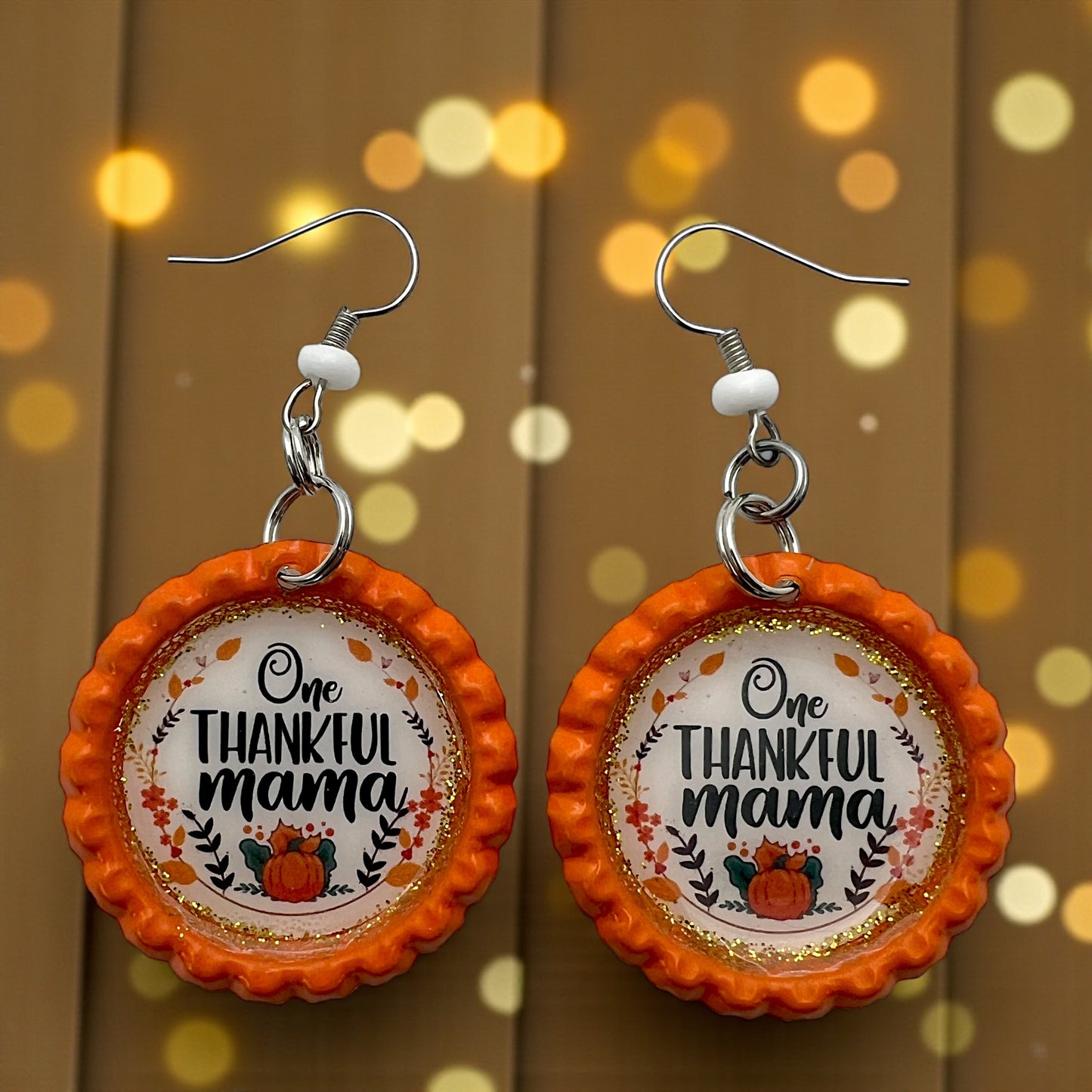 One Thankful Mama Bottle Cap Earrings