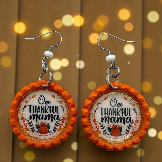 One Thankful Mama Bottle Cap Earrings