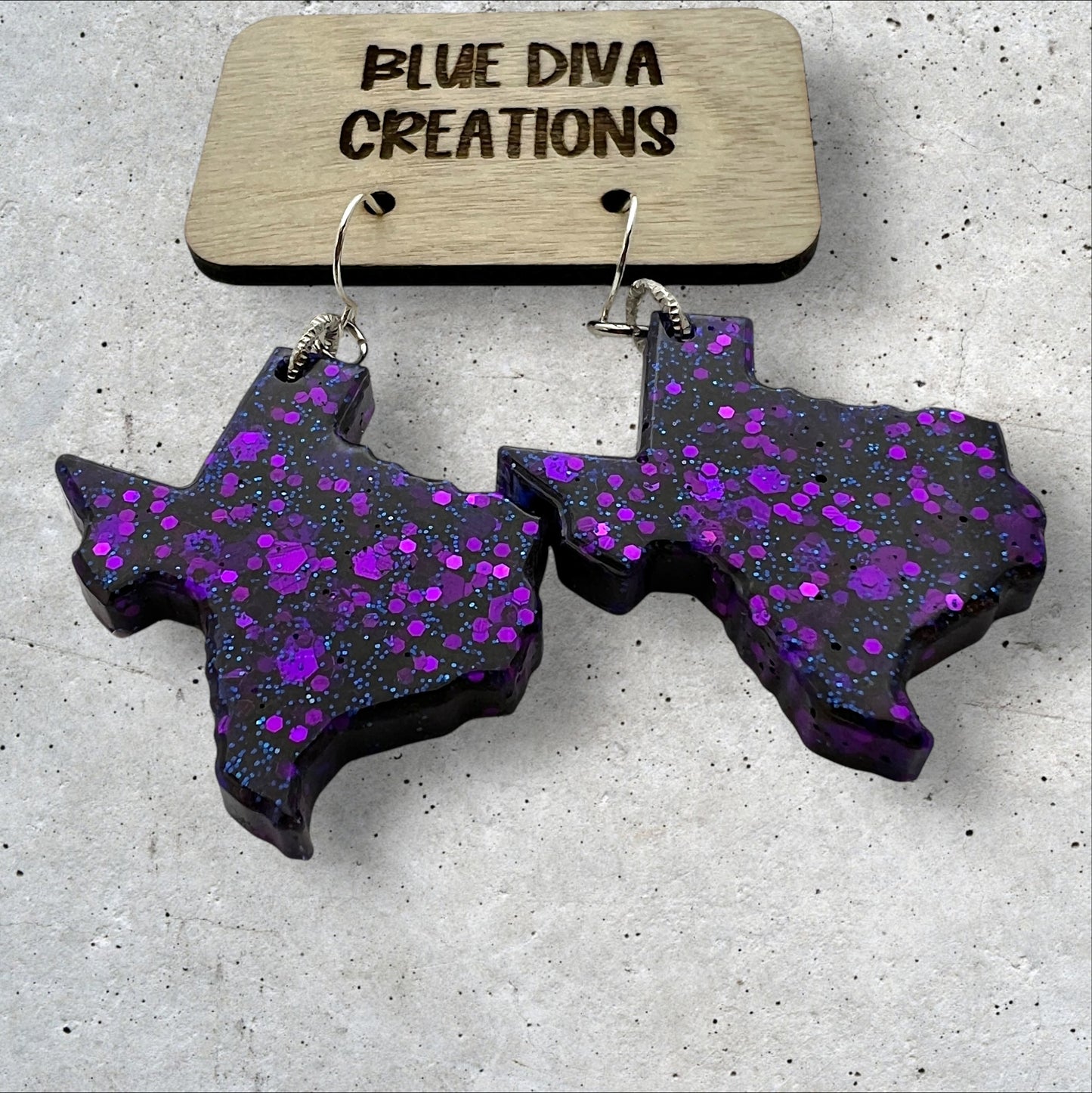 Purple Holographic Glitter Texas Earrings