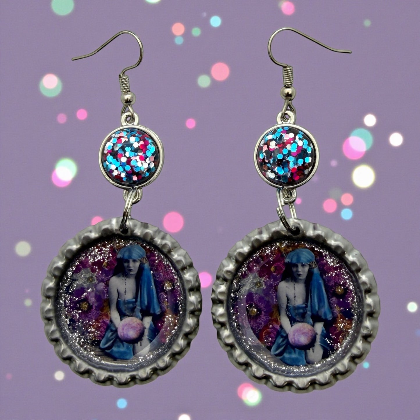 Mystic Fortune Teller Bottle Cap Earrings