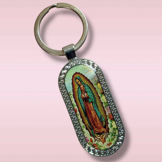 Virgen de Guadalupe Oval Keychain