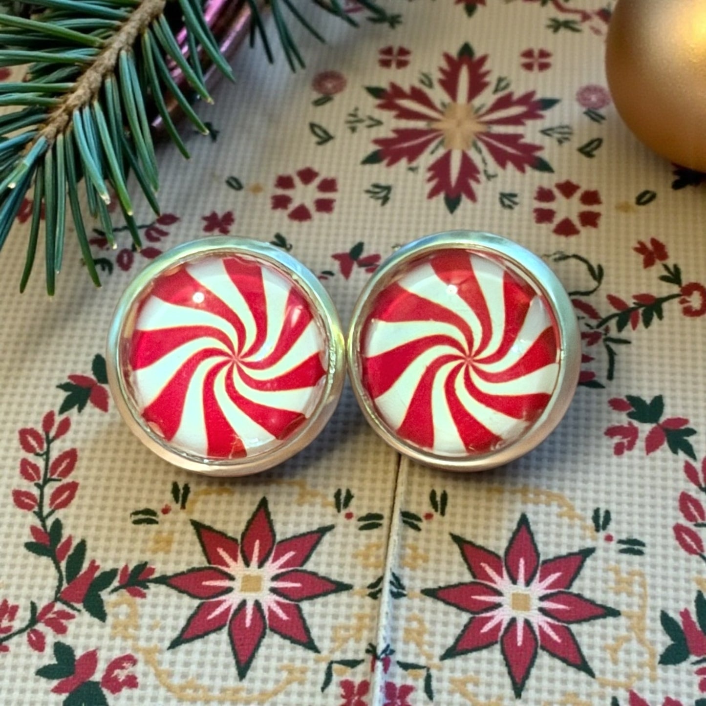 Peppermint Swirl Stud Earrings