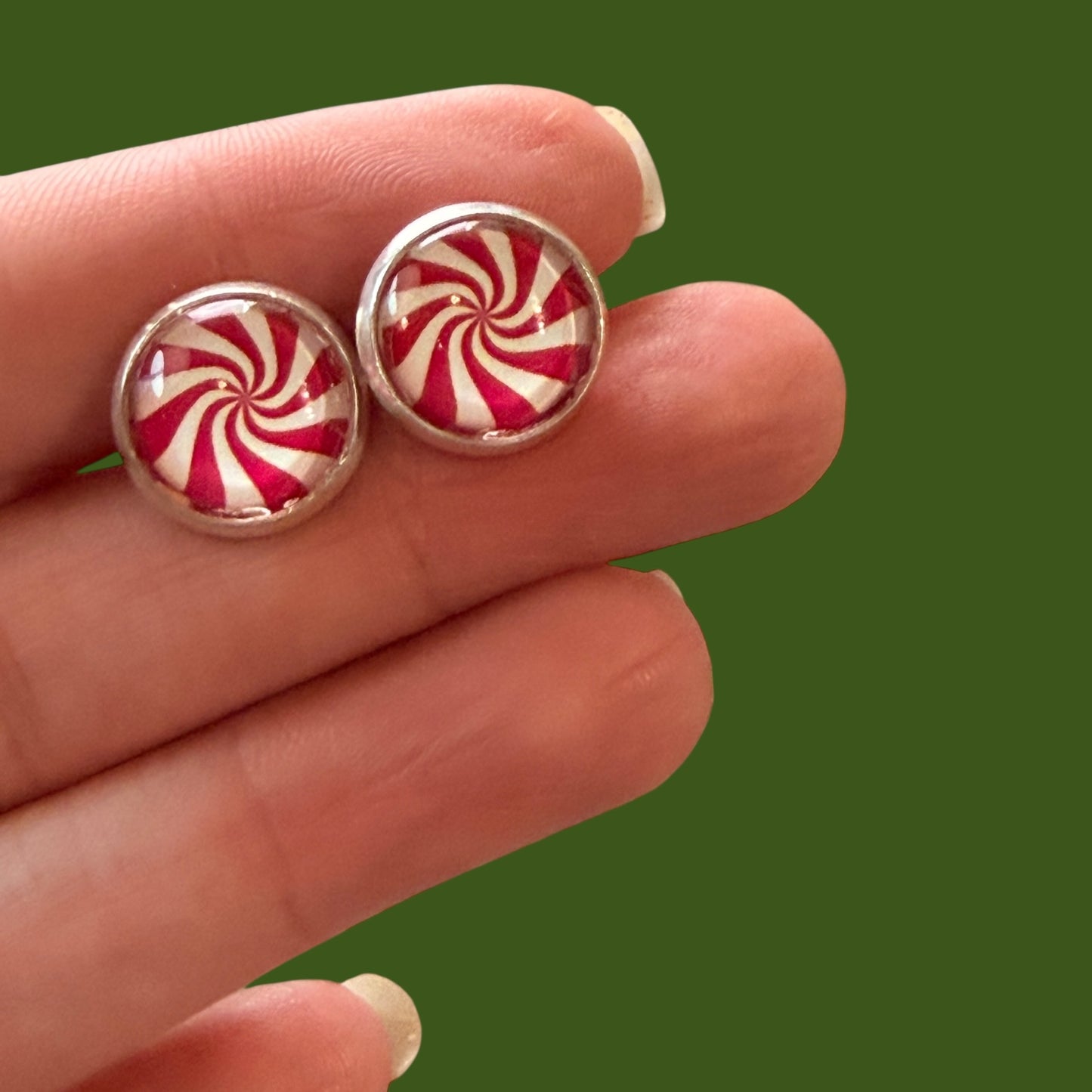 Peppermint Swirl Stud Earrings