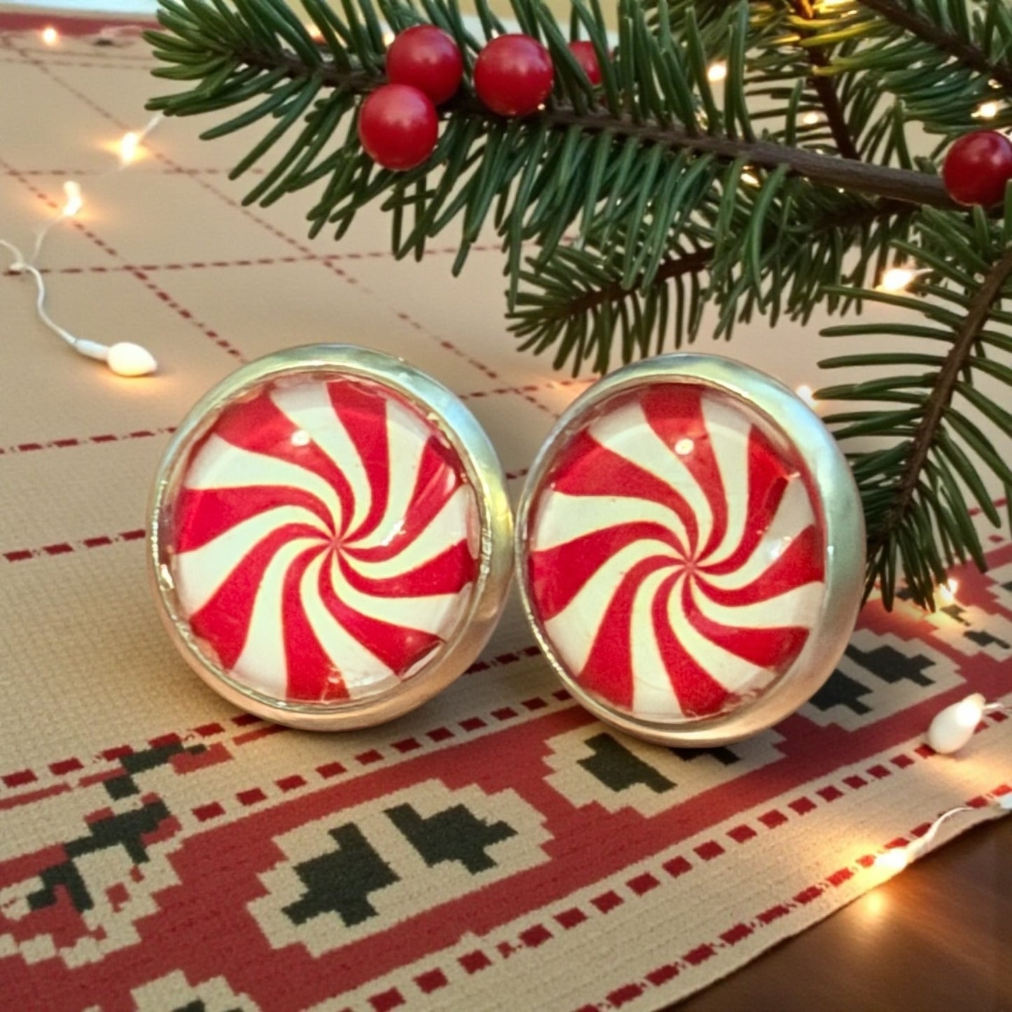 Peppermint Swirl Stud Earrings