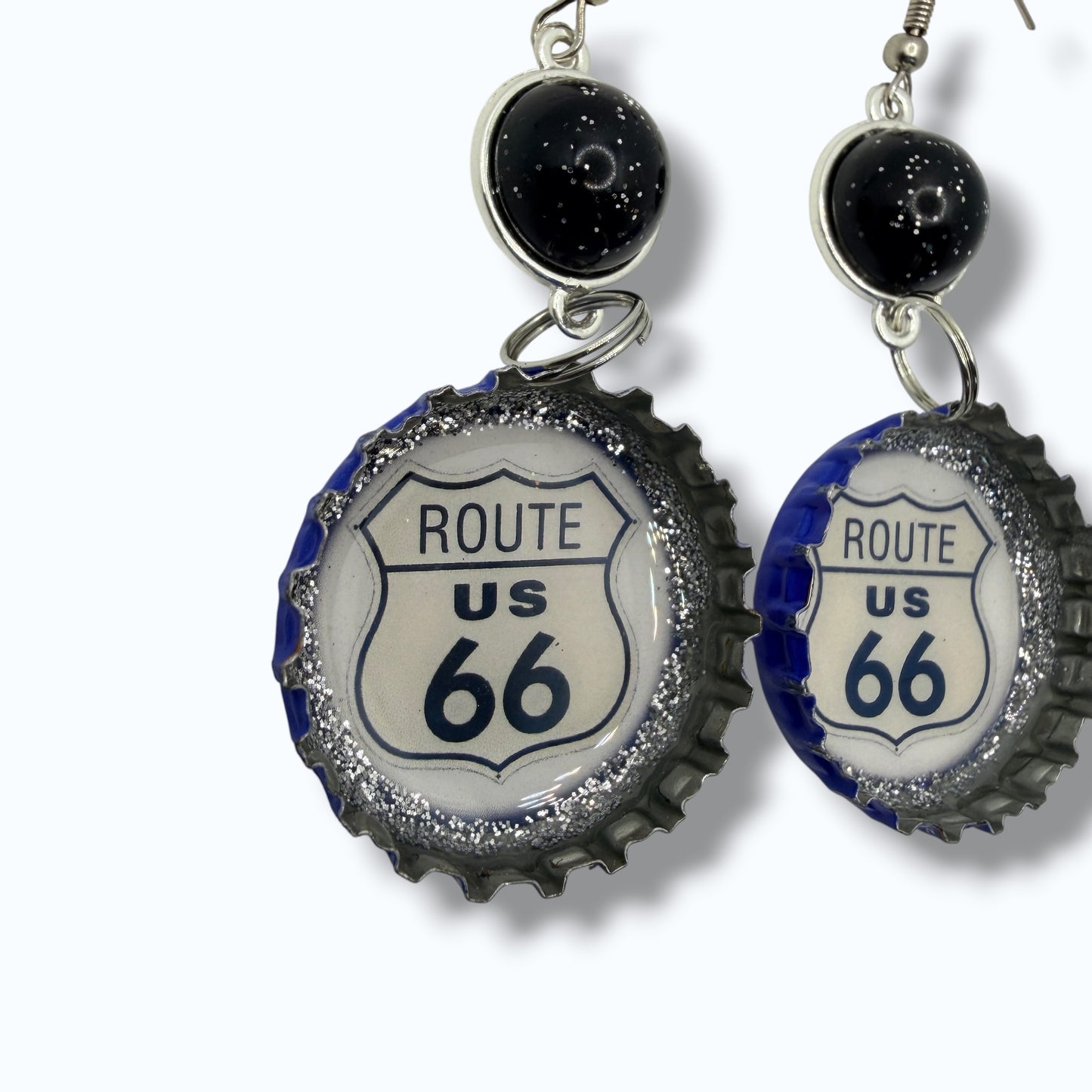 Upcycled Route 66 Shiner Bock Oktoberfest Beer Cap Earrings