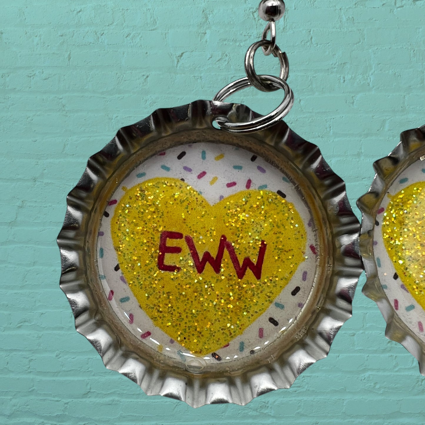 Valentine “Eww” Bottle Cap Earrings