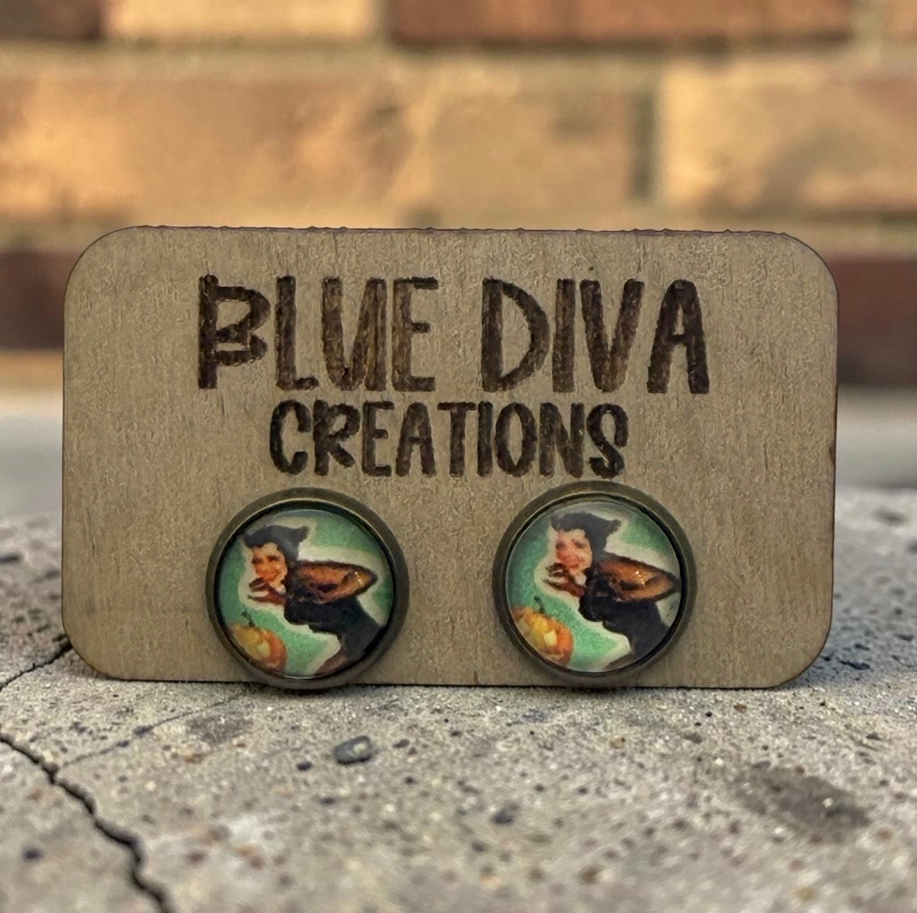 Retro Halloween Pinup 12mm Pumpkin Earrings