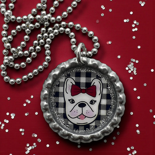 French Bulldog Bottle Cap Necklace