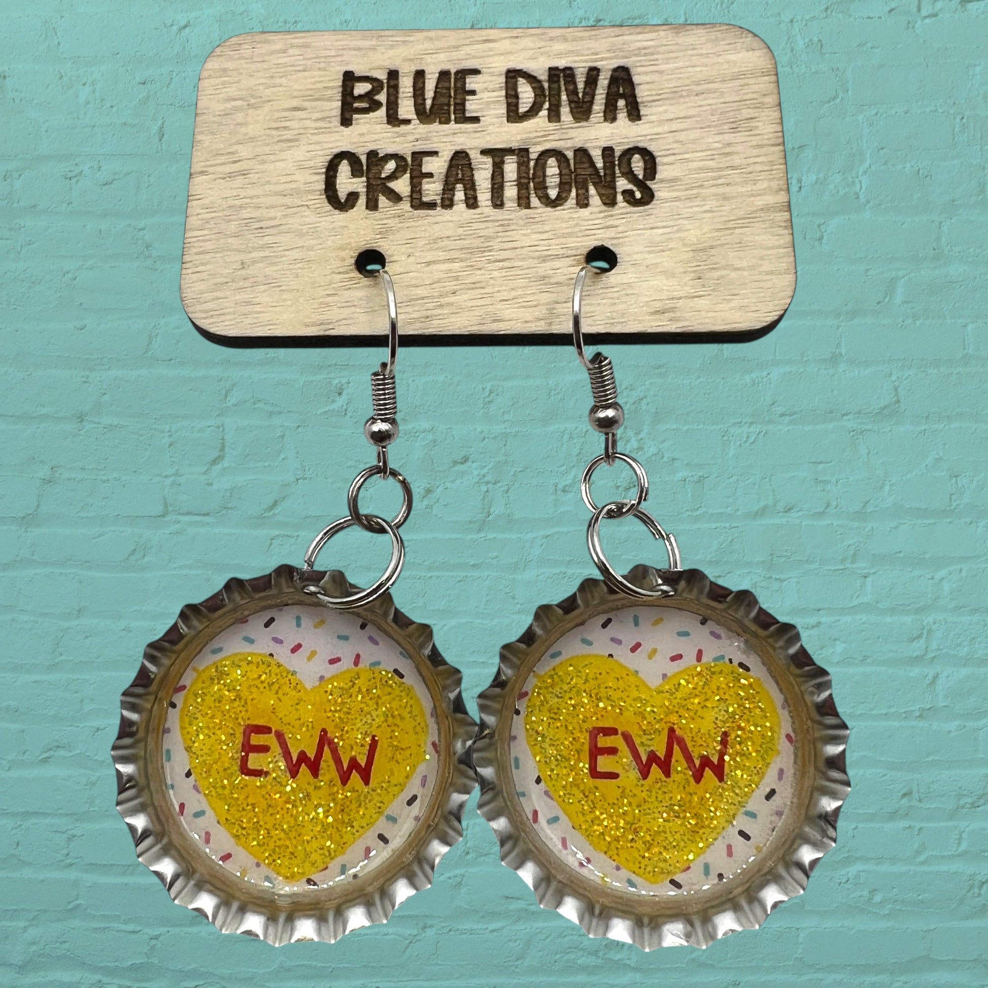 Valentine “Eww” Bottle Cap Earrings