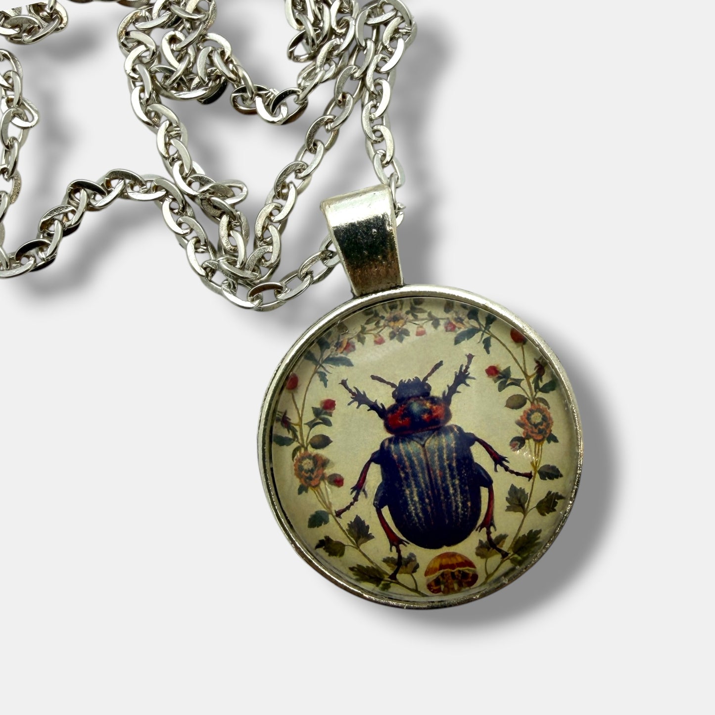Gothic Beetle Glass Pendant Necklace