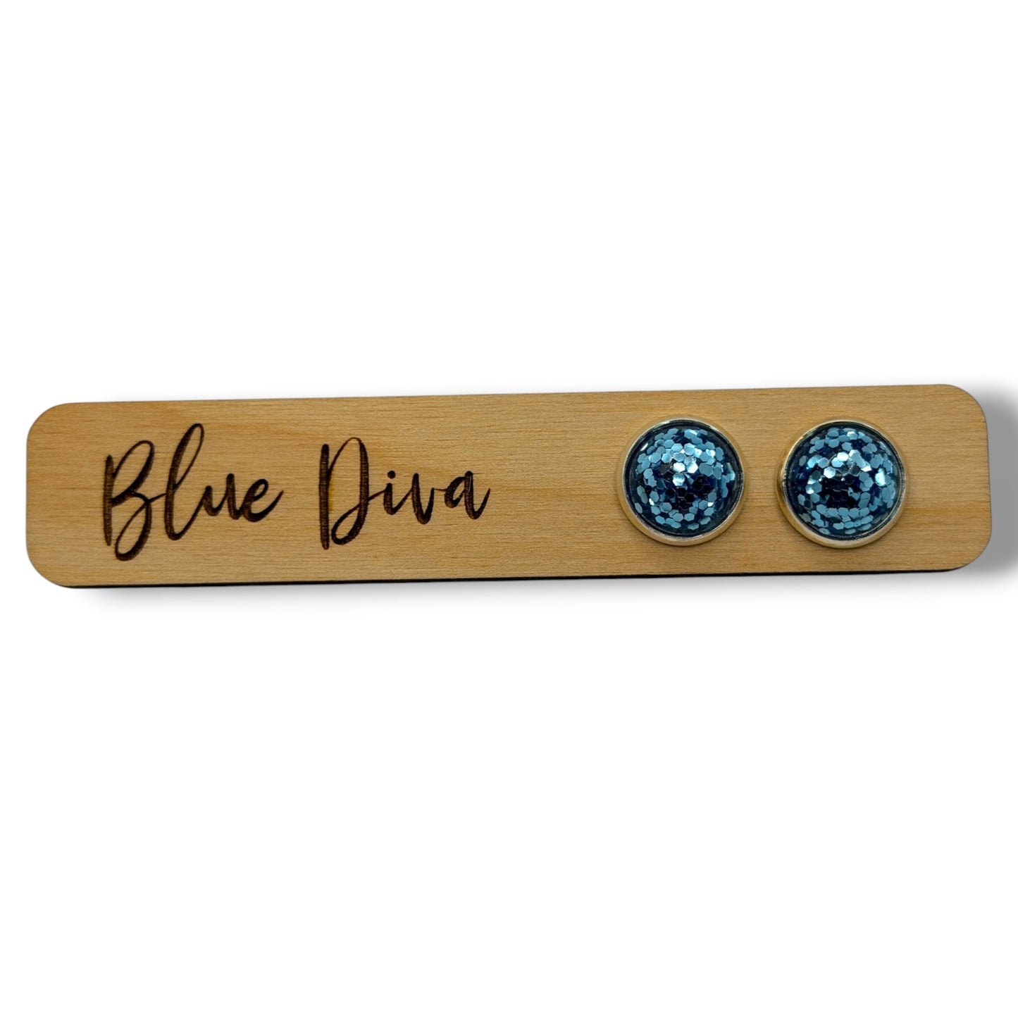 Light Blue Glitter Resin Stud 12mm Earrings