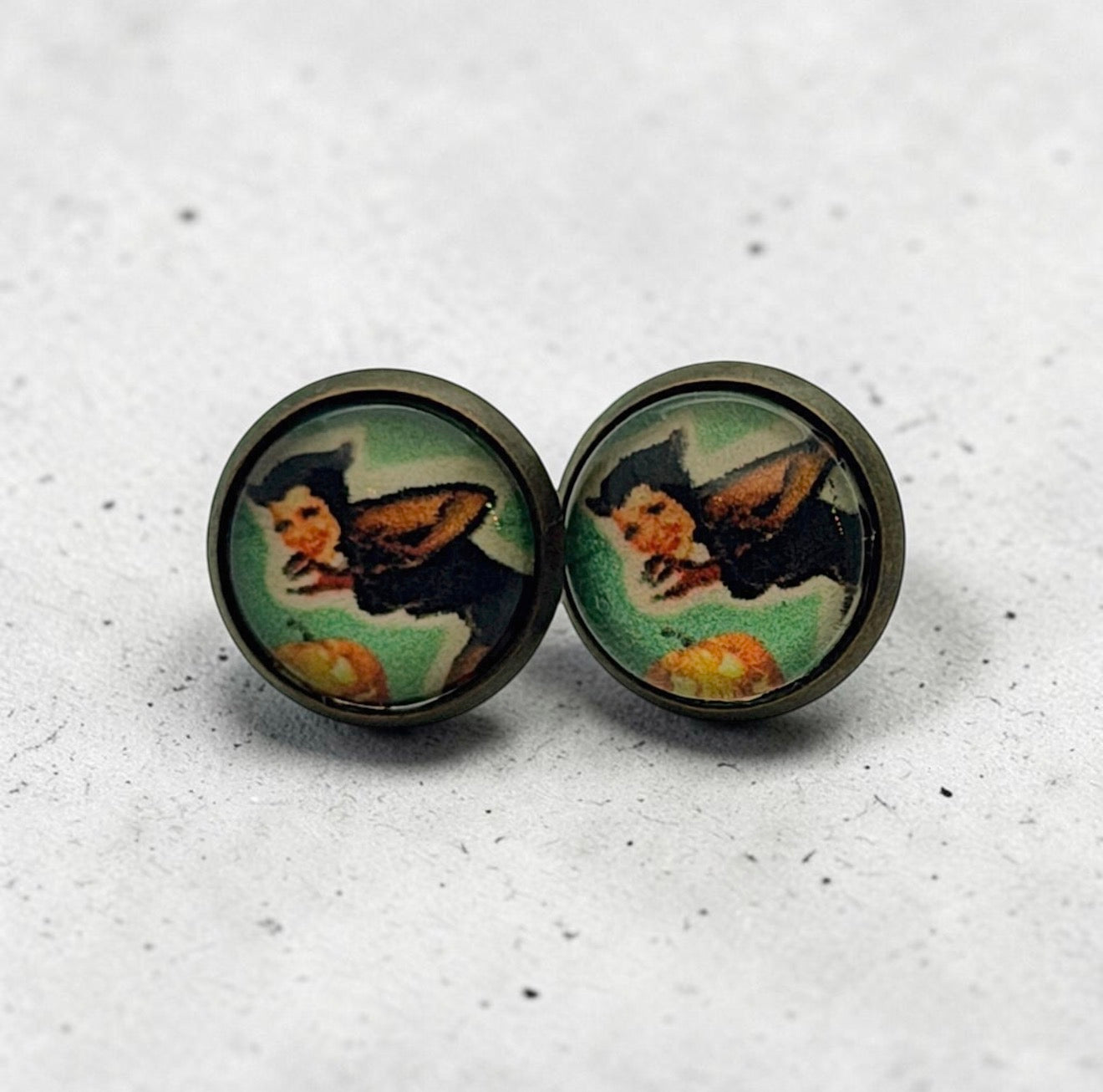 Retro Halloween Pinup 12mm Pumpkin Earrings