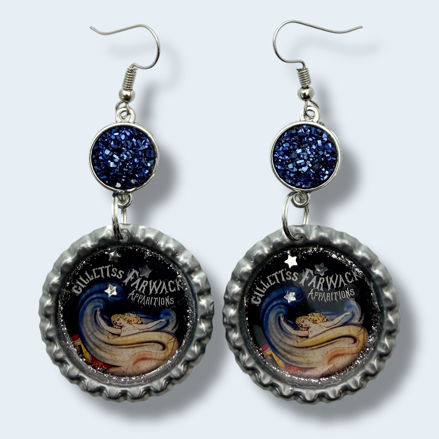 Gothic Circus Bottle Cap Earrings