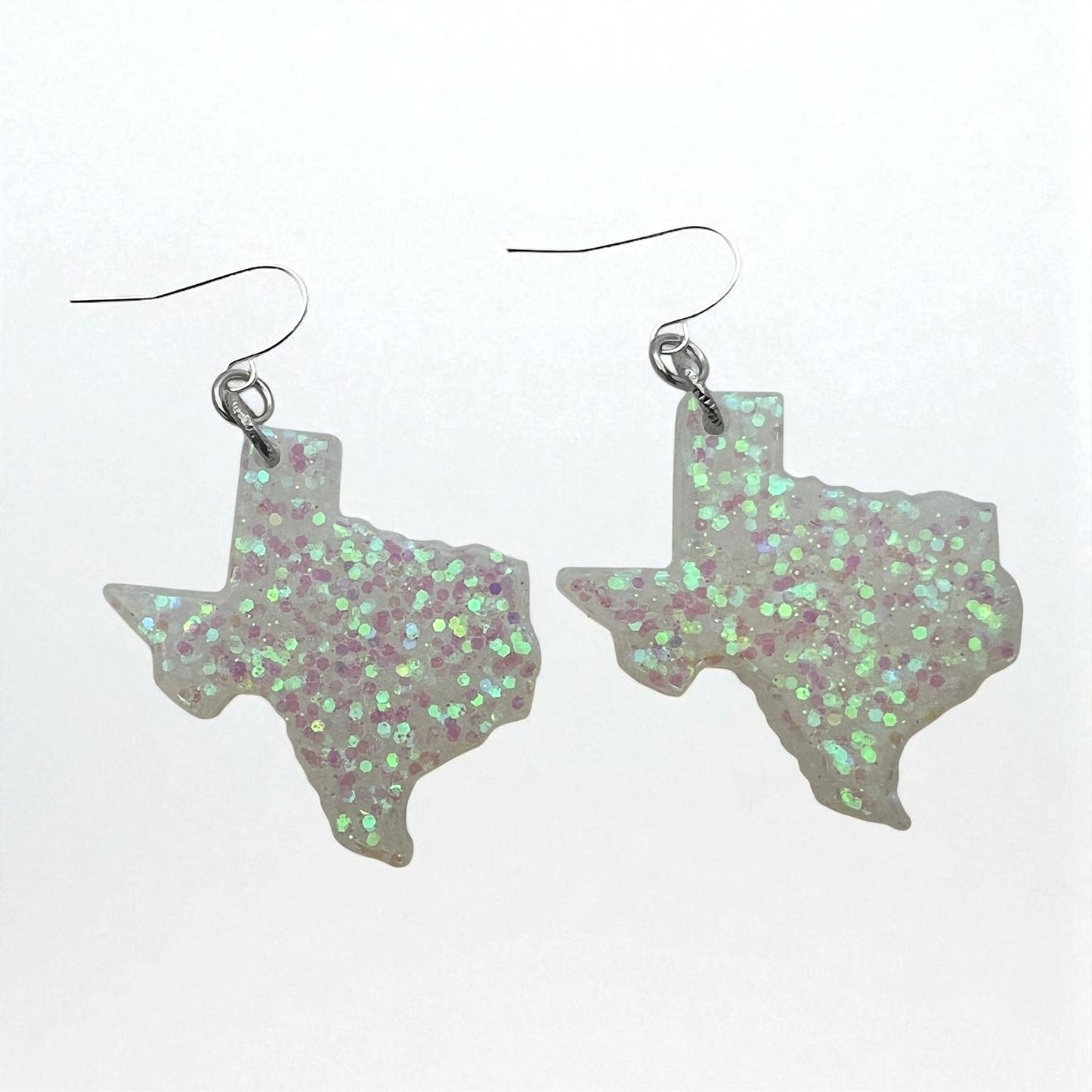 Glitter Resin Iridescent Texas Earrings