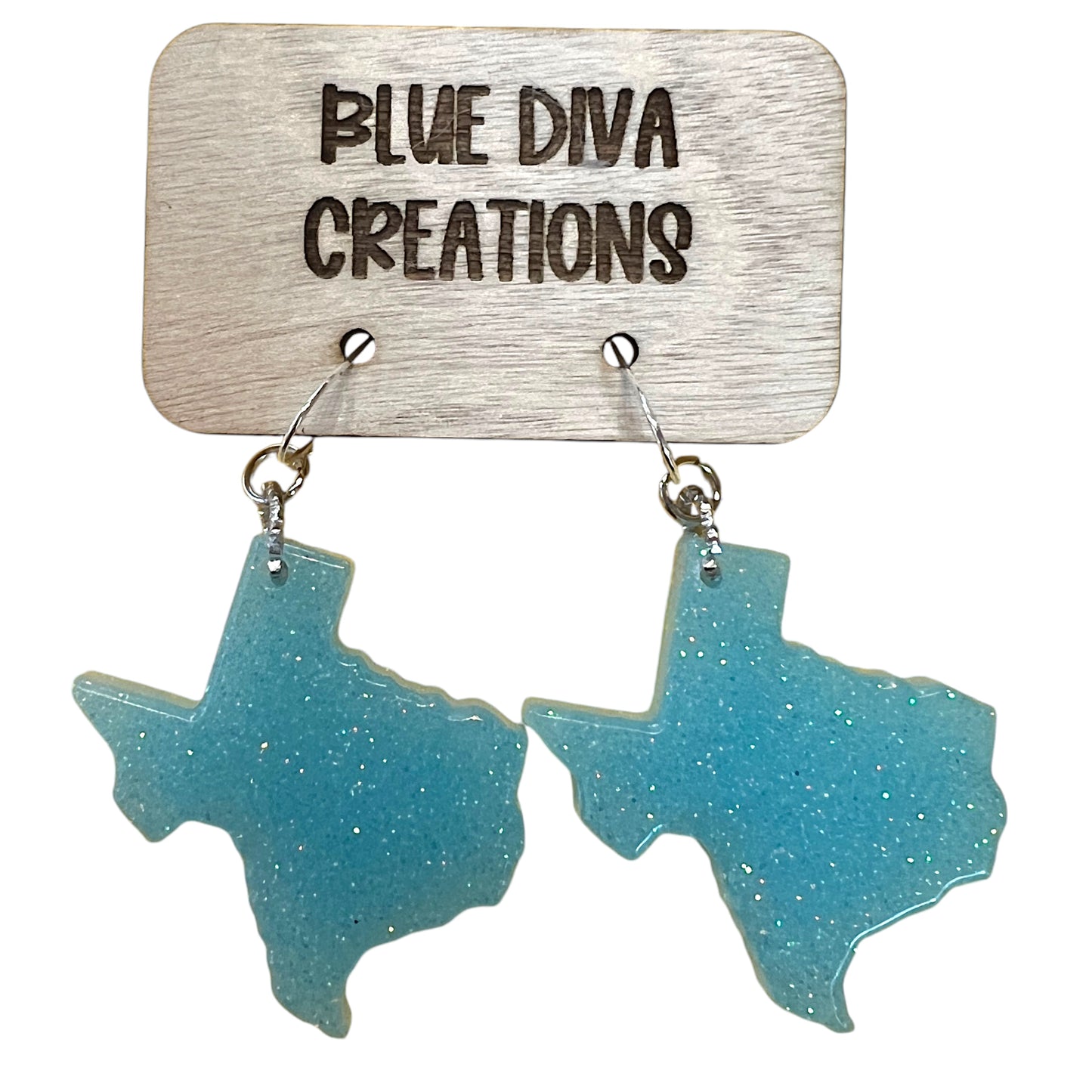 Light Blue Glitter Resin Texas Charm Earrings