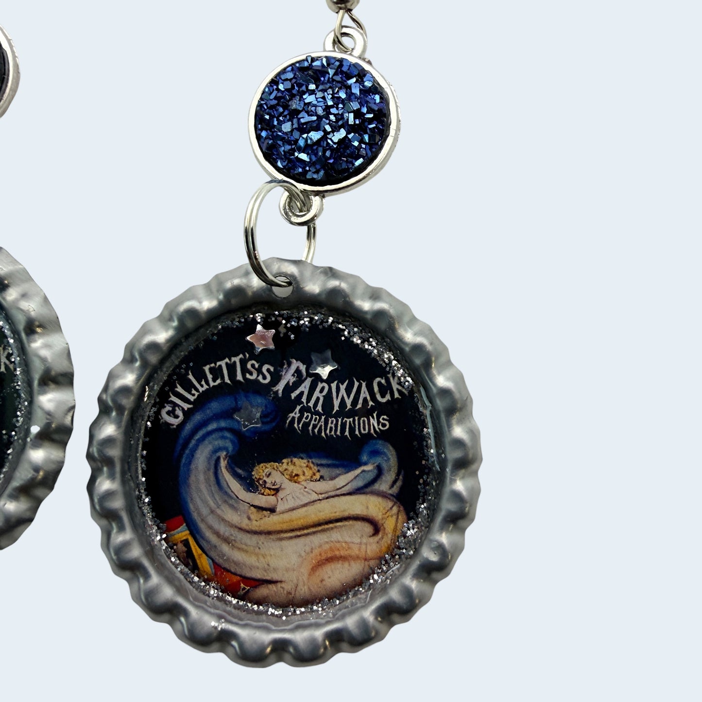 Gothic Circus Bottle Cap Earrings