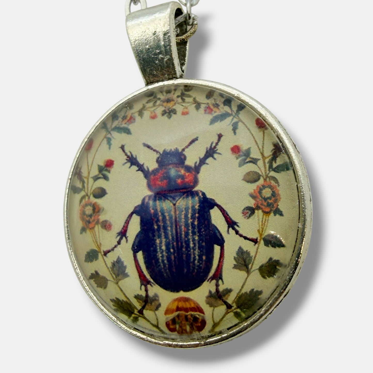Gothic Beetle Glass Pendant Necklace