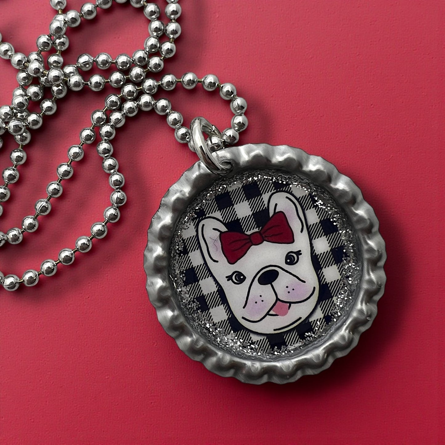 French Bulldog Bottle Cap Necklace
