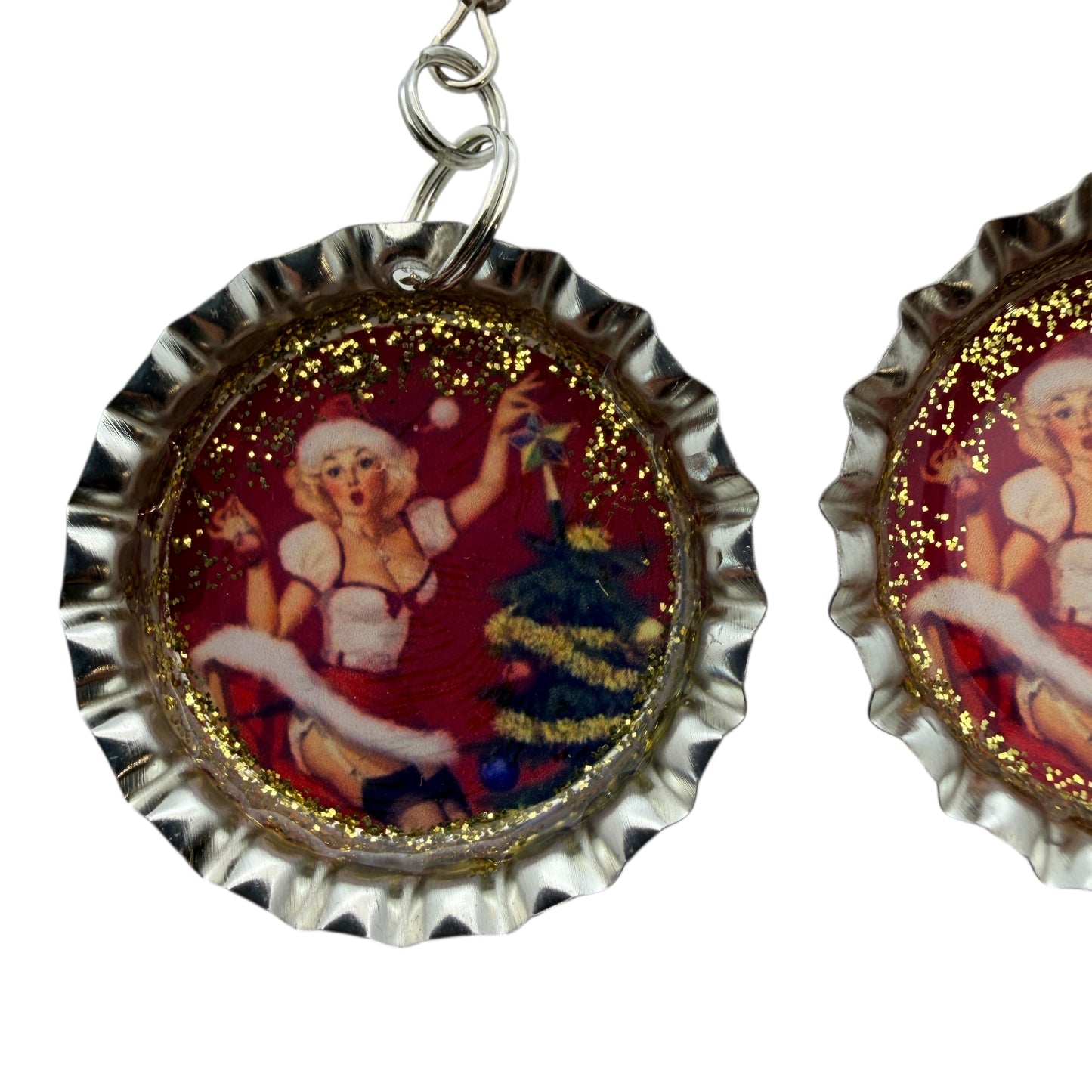 Retro Santa Girl Holiday Earrings