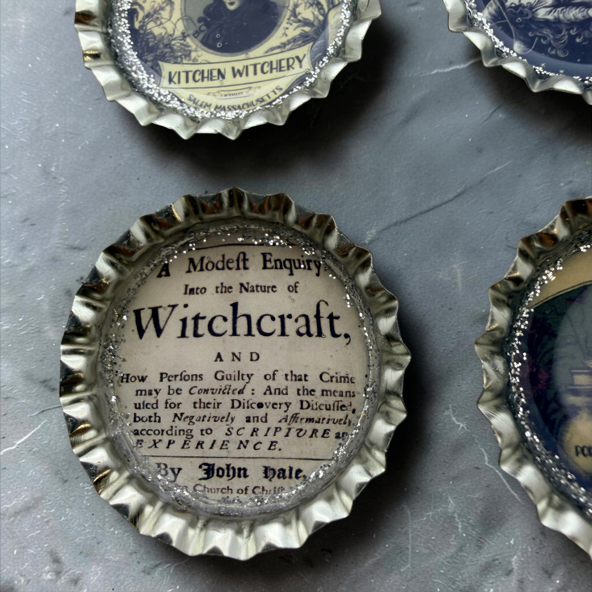 Salem Witchcraft Bottle Cap Magnet Set