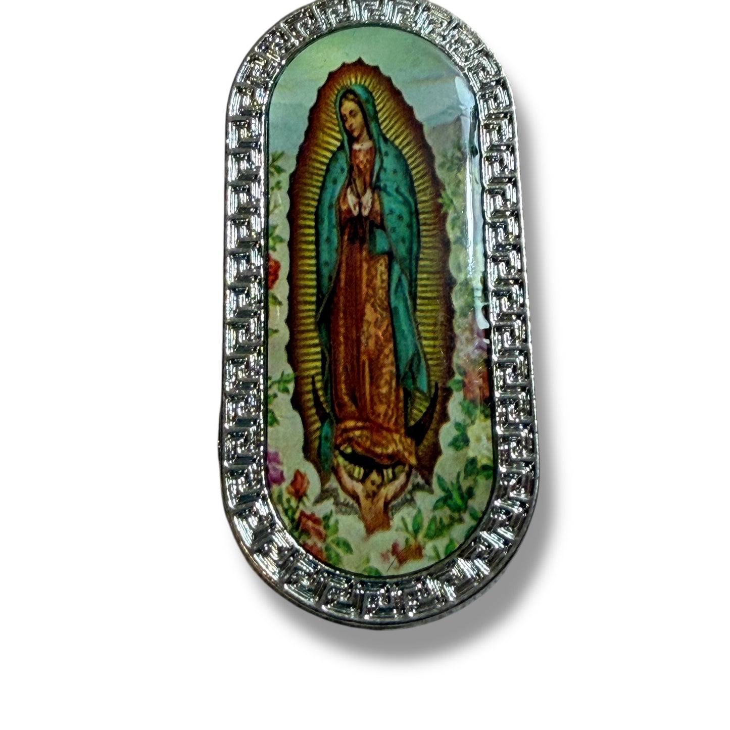 Virgen de Guadalupe Oval Keychain