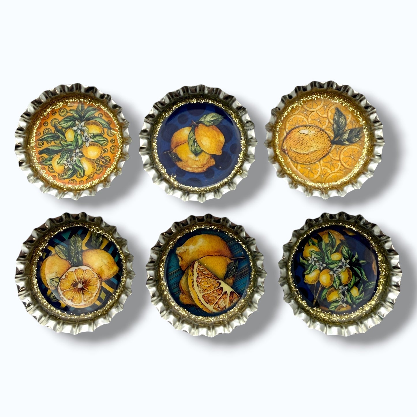 Amalfi Coast Lemon Bottle Cap Magnets