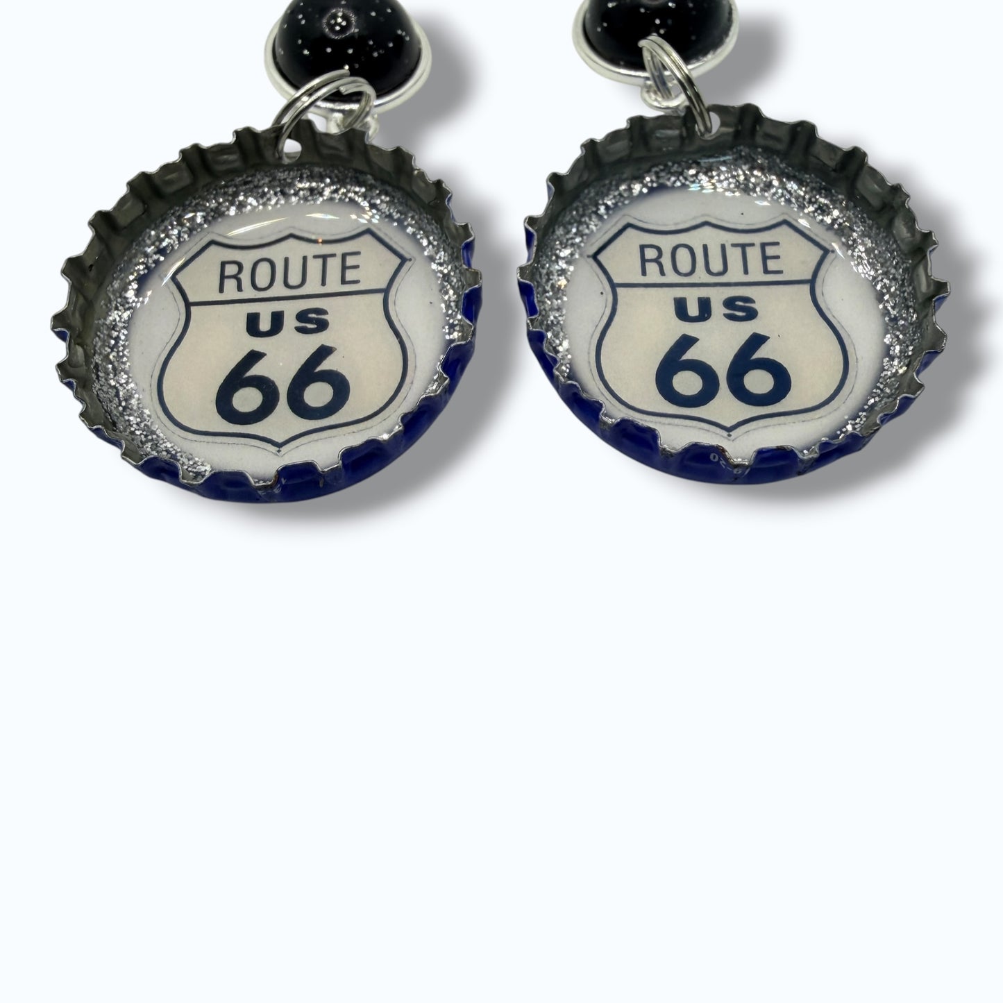 Upcycled Route 66 Shiner Bock Oktoberfest Beer Cap Earrings